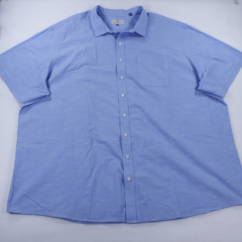 Oak Hill Men's 4XLT Blue Short Sleeve Button Down Shirt 100% Cotton Big & Tall